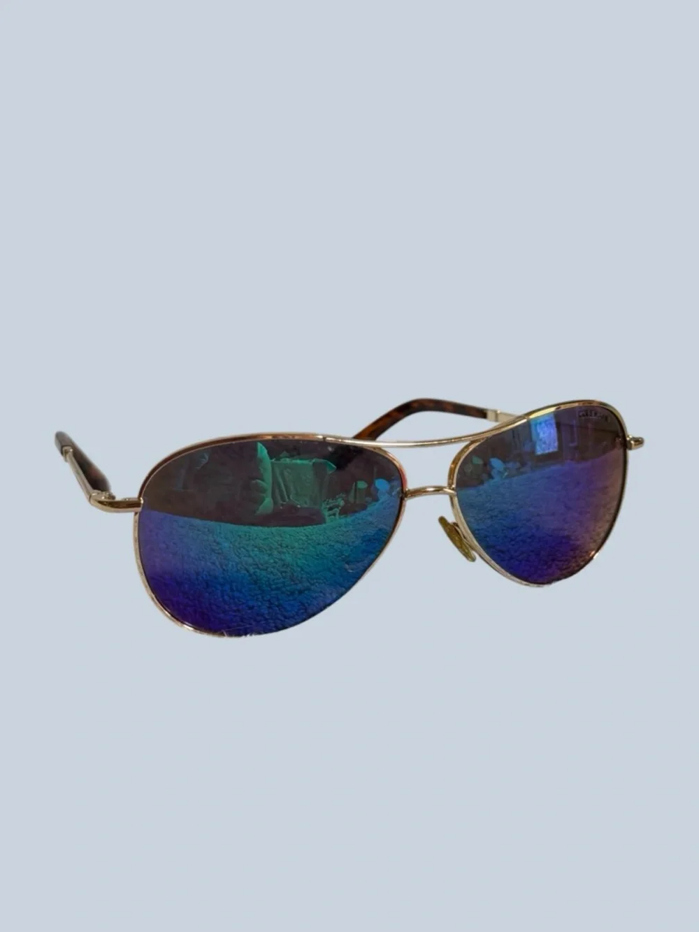 Unisex Aviator Sunglasses with Blue-Green Mirrored Lenses